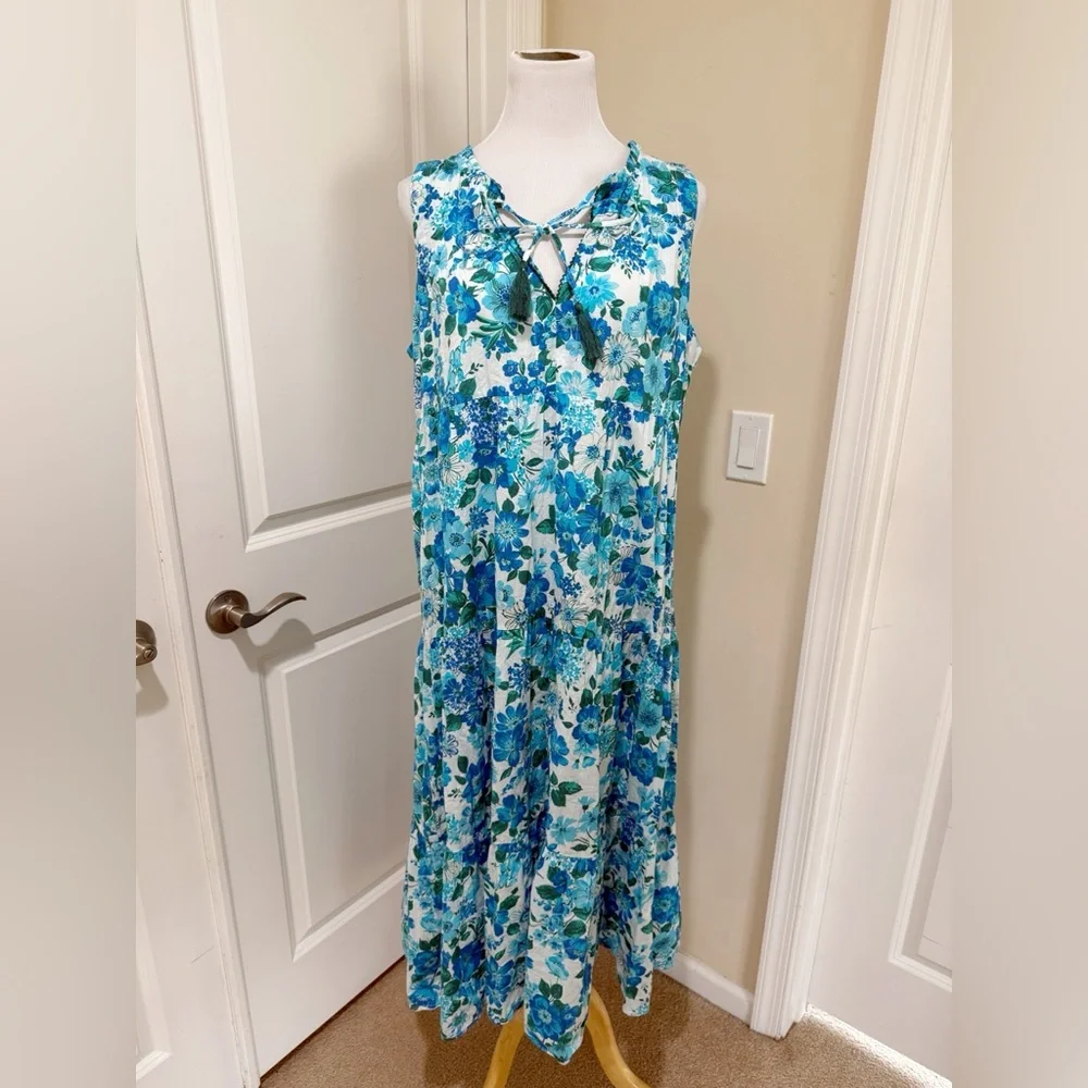 NWOT Tuckernuck Paloma Beach Caftan Blooming Garden Salty Maxi Dress Size XL - Picture 3 of 9